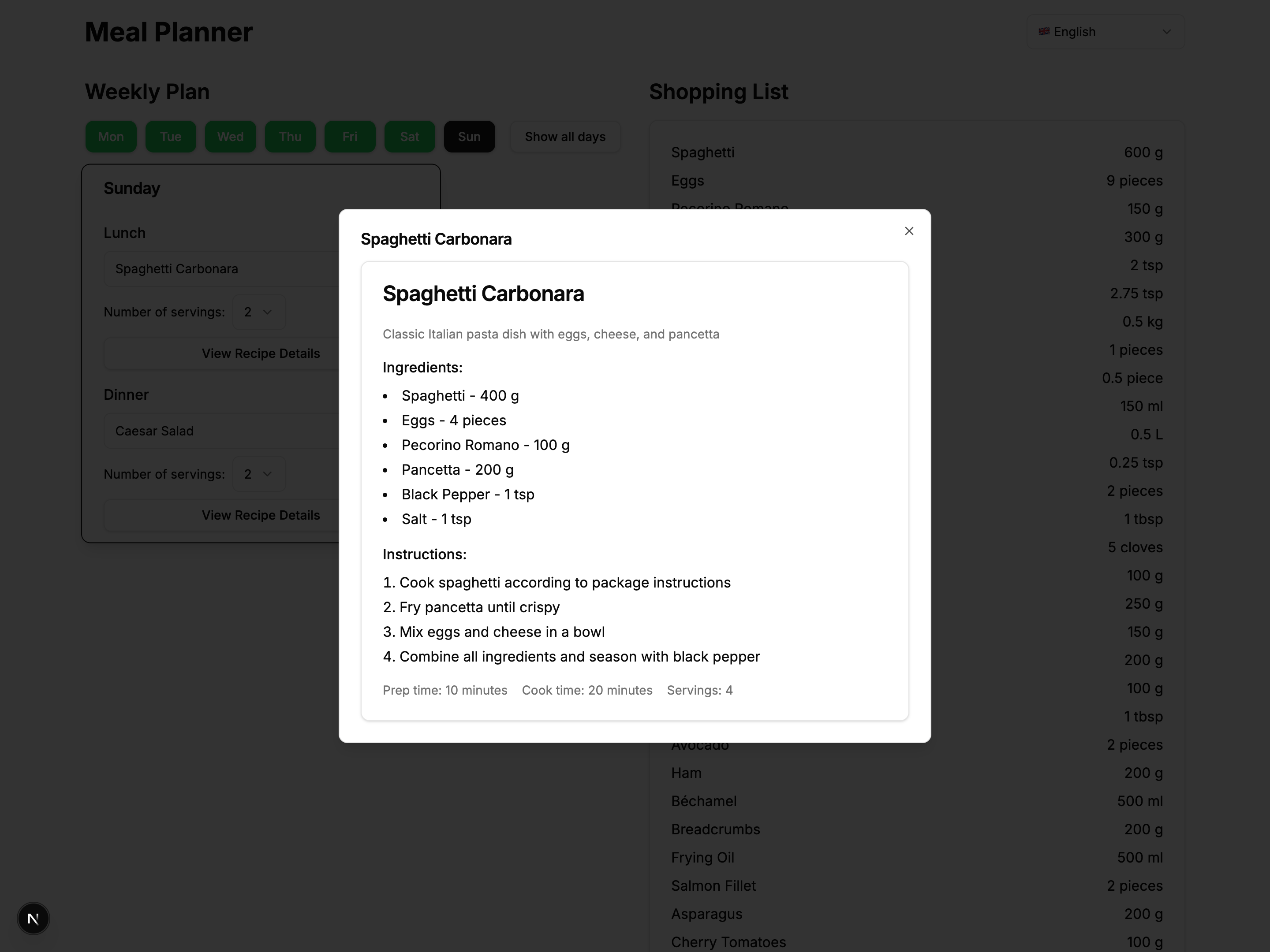 Meal Planner screenshot 3